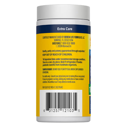 Renew Life Extra Care Digestive Probiotic 50 Billion CFU | 90 Vegetarian Capsules | Supports Digestive, Immune & Respiratory Health | Dairy, Soy and Gluten Free Supplement