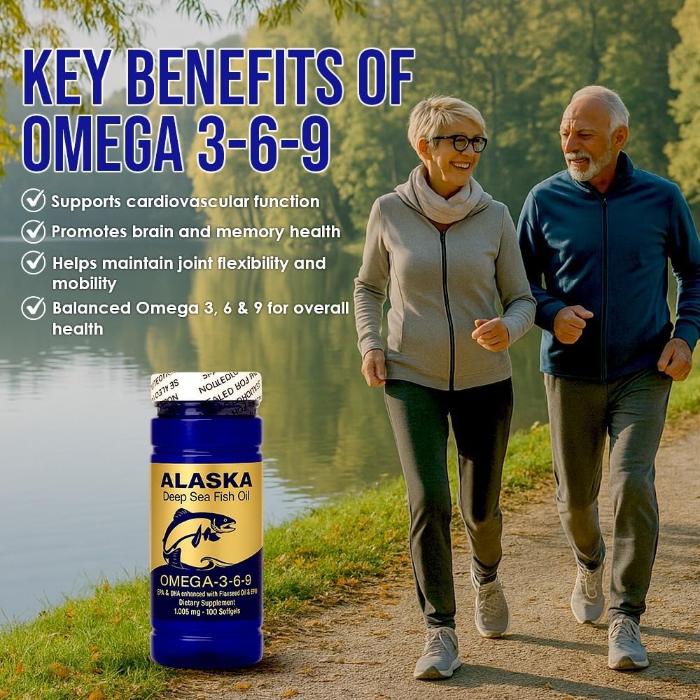NCB Alaska Deep Sea Fish Oil Omega 3-6-9 Softgels, EPA DHA, 100 Count