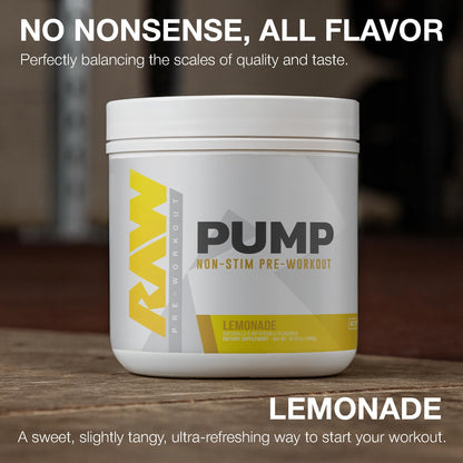 RAW Pump Stim Free Pre Workout (Watermelon) - Non-Stimulant Pre Workout Supplement Powder Nitric Oxide Booster - Pre Workout Supplements Drink for During Workout - 40 Servings