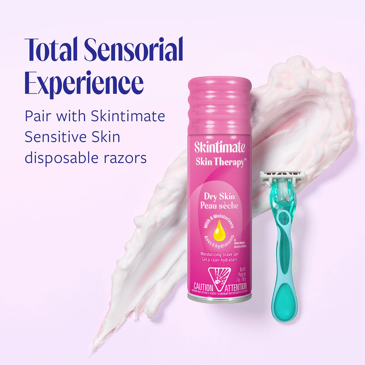 Skintimate Skin Therapy Moisturizing Shave Gel for Women Dry Skin with Lanolin and Olive