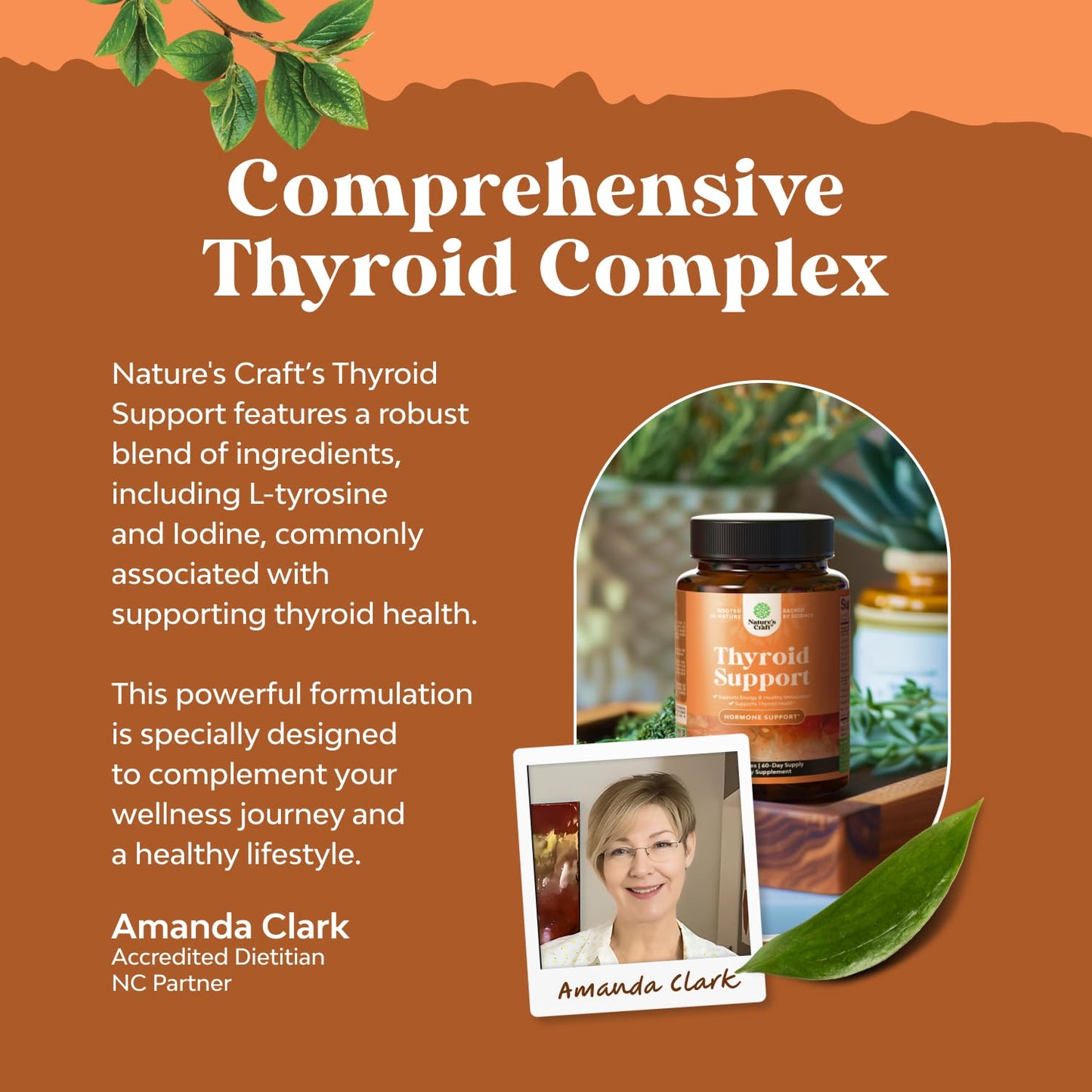 Natures Craft Herbal Thyroid Support Complex - Potent Kelp Iodine Supplement with L Tyrosine, Bladderwrack, Selenium & Ashwagandha for Hormone Balance - Mood & Energy Dietary Pills - 60 Count