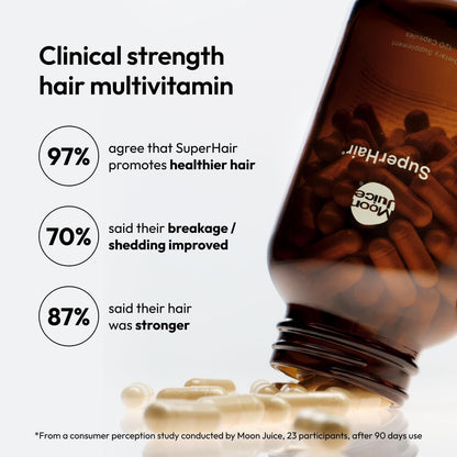Moon Juice, SuperHair Growth Vitamins, Biotin & Saw Palmetto, 120ct | Clinical strength multivitamin for thicker, stronger strands, women & men, 30 servings