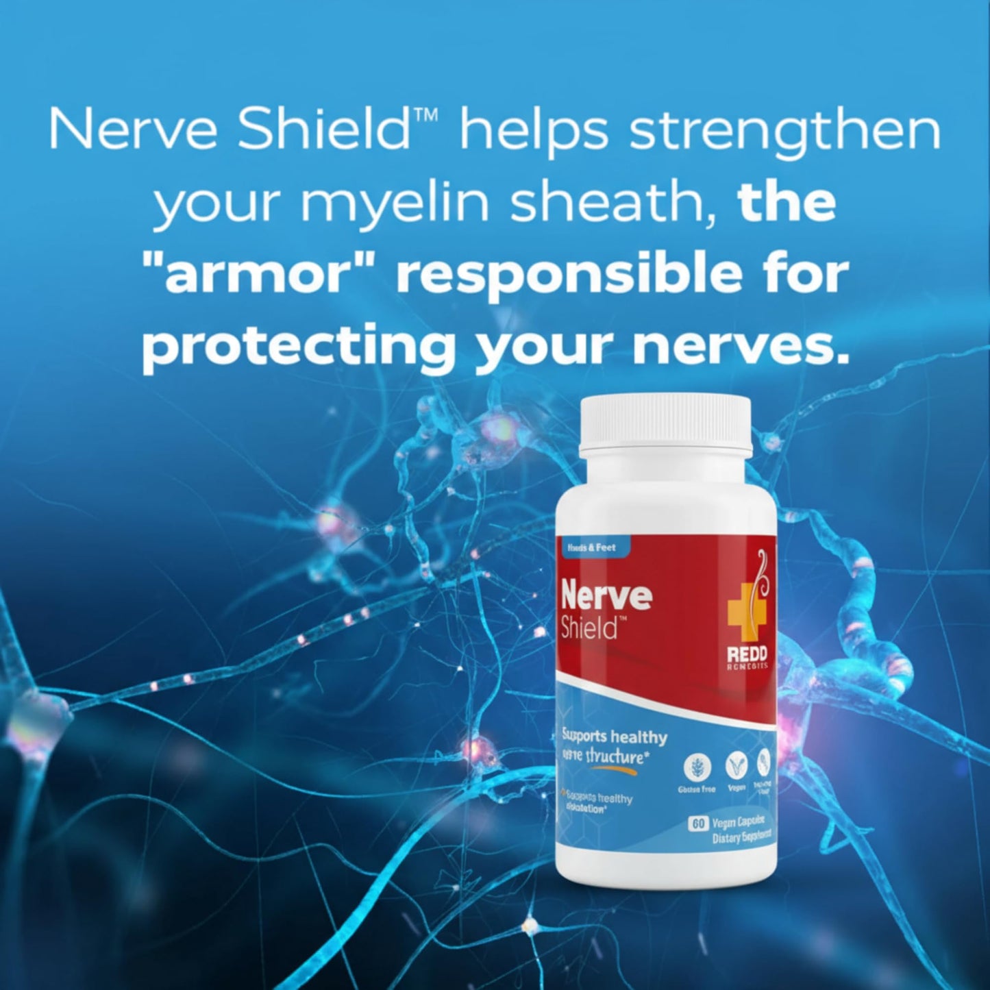 Redd Remedies, Nerve Shield, Supports Healthy Nerve Structure and Circulation, 60 Vegan Capsules