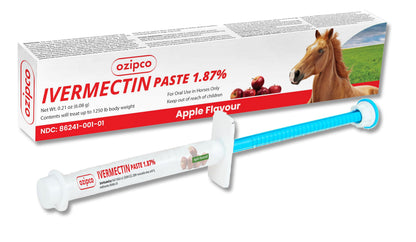 Ivermectin Horse Paste 1.87% | Apple Flavor – 6.08g Syringe for Equine Use Only Up to 1250 LB