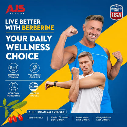 AJS Berberine HCl Supplement with Ceylon Cinnamon Bark, Bitter Melon Fruit