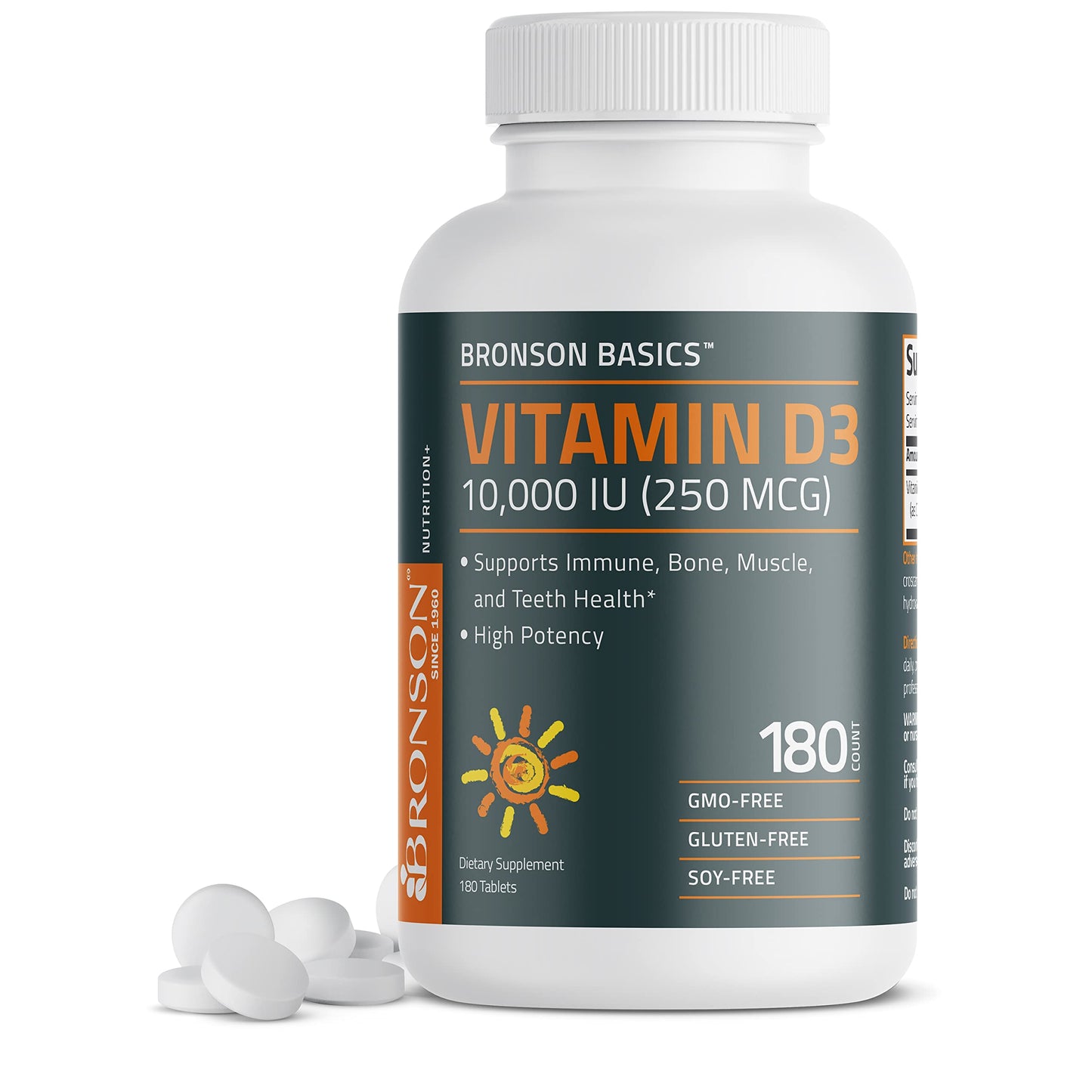 Bronson Vitamin D3 10,000iu (250mcg) Healthy Muscle Function and Immune Support, Non-GMO, 360 Tablets