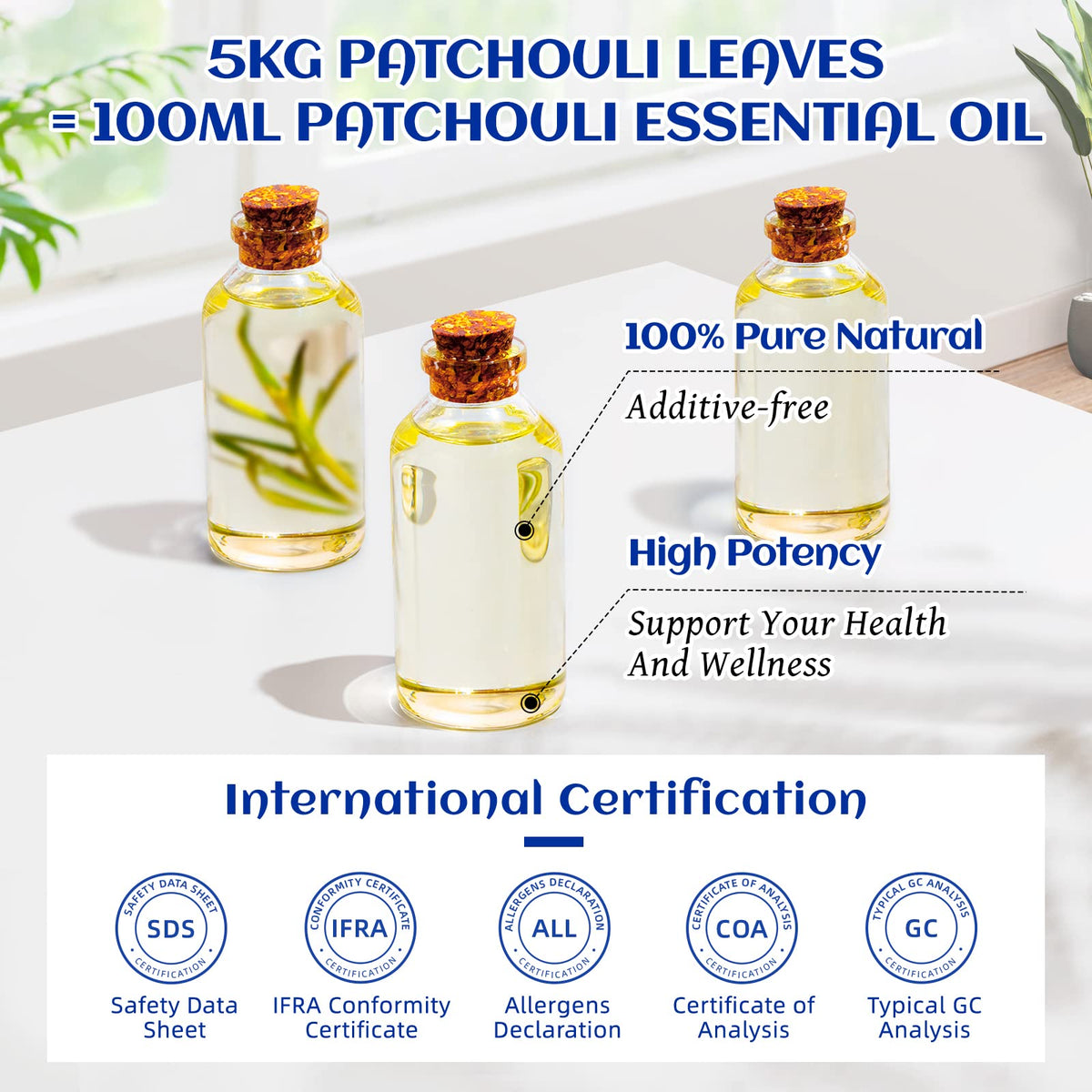 HIQILI Patchouli Essential Oil 100ML, Pure Natural, for Perfume Making, Diffuser and Skin