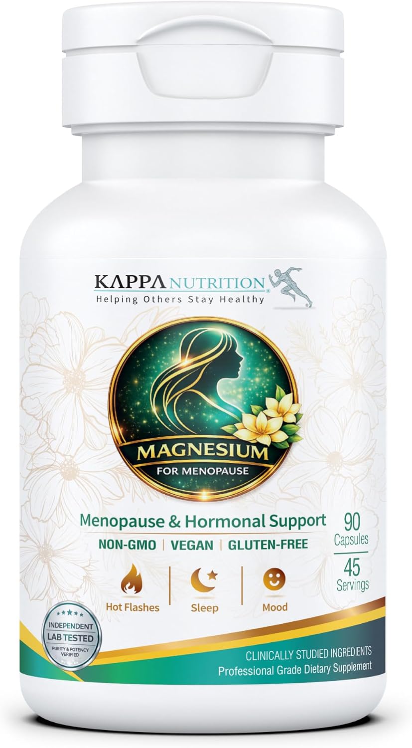 Kappa Nutrition® Magnesium for Menopause | Menopause & Hormonal Support for Women 40+ | Albion® Magnesium Biocomplex | Supports Calm, Sleep & Muscle Relaxation | Vegan | 90 Capsules (45 Servings)