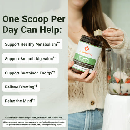 ACTIVATEDYOU Morning Complete Daily Wellness Greens Superfood Drink Mix for Gut Health w/Prebiotics, Probiotics, Antioxidants, Green Superfoods, 10 Billion CFUs, 30 Servings (Citrus)