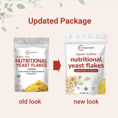 Micro Ingredients Organic Fortified Nutritional Yeast Flakes, 2lb (32oz) | Rich in Vegan Protein, B Vitamins, & Beta-Glucans | Keto Friendly, Dairy Free Cheese Substitute, Non-GMO, Gluten Free