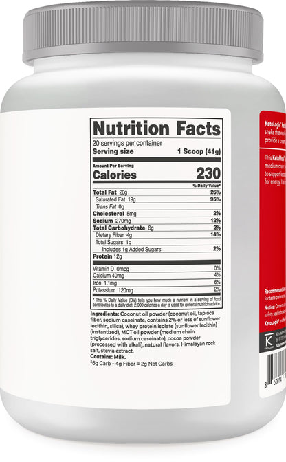 KetoLogic Keto Meal Replacement Shake Powder for Optimal Results + MCT Oil + Grass-Fed