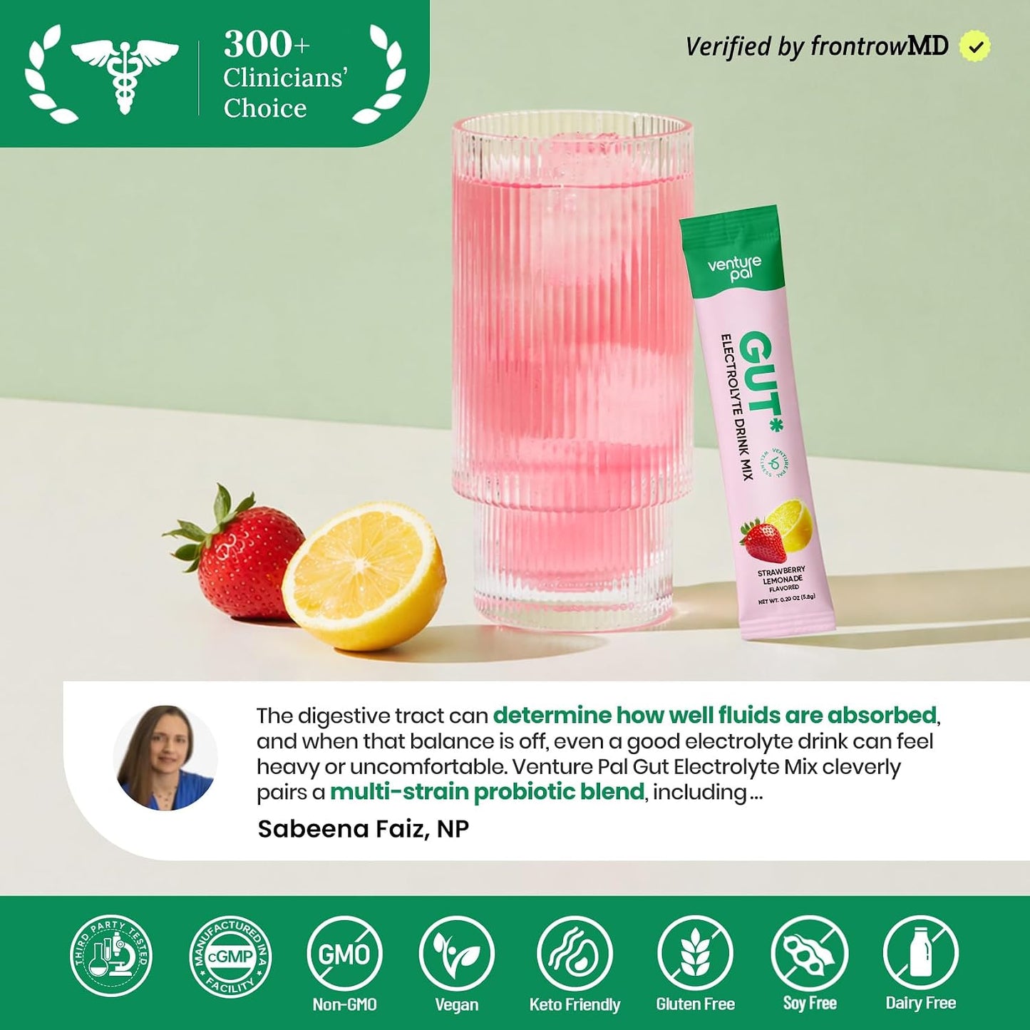 Venture Pal Sugar Free Hydration Packets + Gut Health Electrolytes Powder | Liquid Daily IV with 7 Electrolytes, 5 Vitamins, Probiotics & Fiber for Dehydration Relief and Gut Health Support
