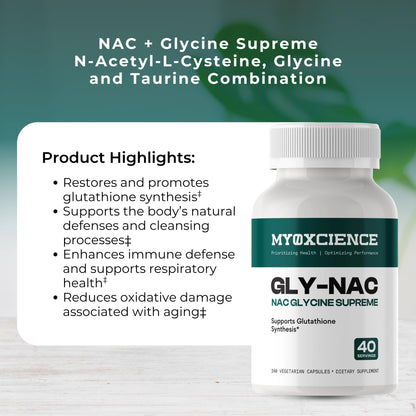 MYOXCIENCE NAC Glycine Supreme | N-Acetyl-L-Cysteine, Glycine, and Taurine Combination (Natural Peach and Pineapple Flavor) (30 Servings)