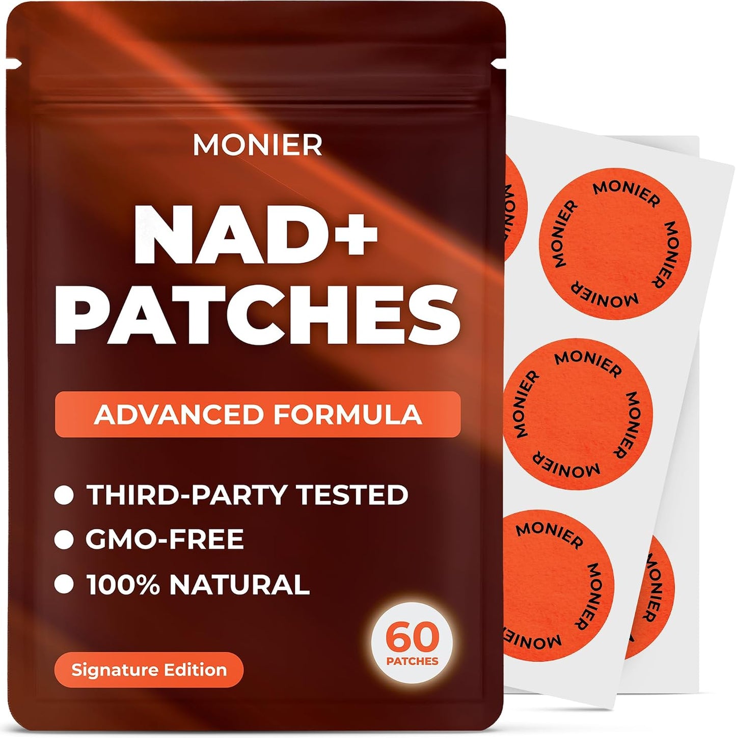 MONIER NAD Patches for Women & Men | NAD+ Patch for Energy & Healthy Aging | With CoQ10 & Nicotinamide, 60 Day Supply