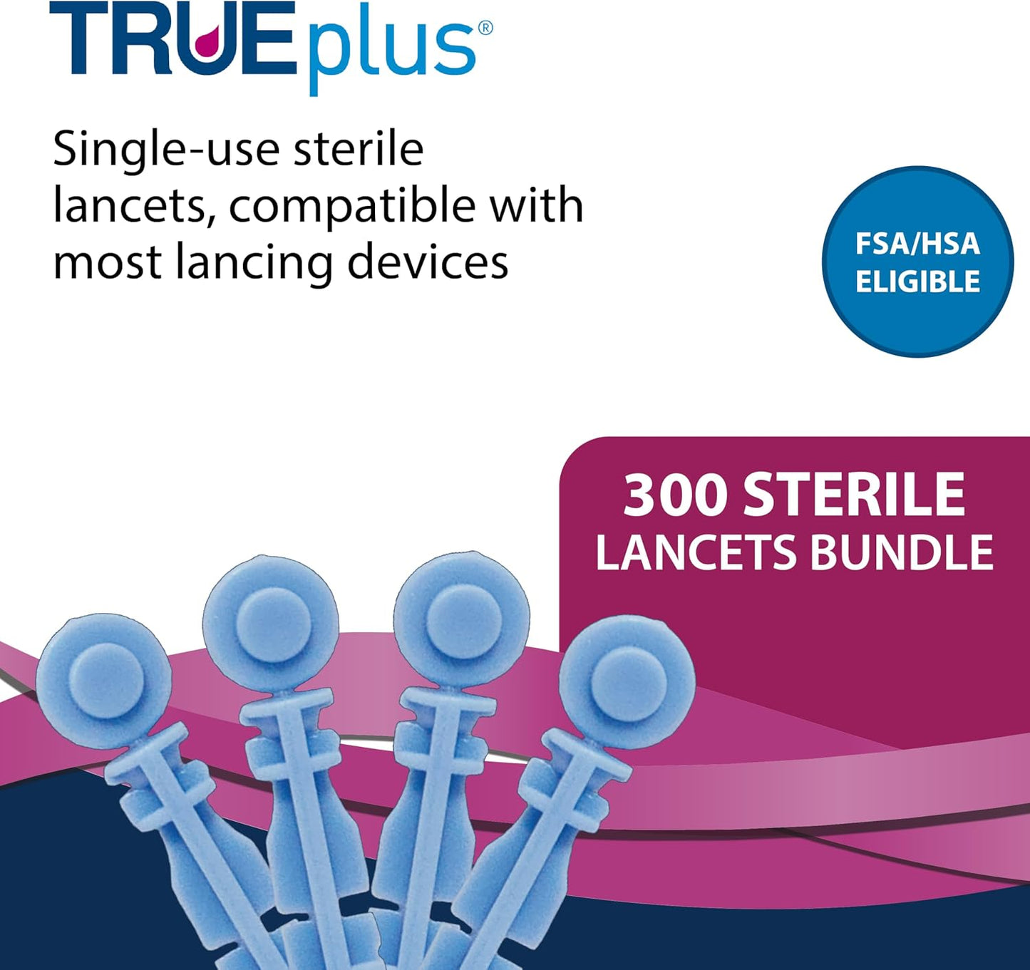 TRUEplus Single-Use Sterile Lancets Bundle, 28G, 300 Pack | Blood Lancets (Sterile, 28G, 4 cm total length) and TRUEplus Log Book, Supplies for Blood Glucose Testing at Home