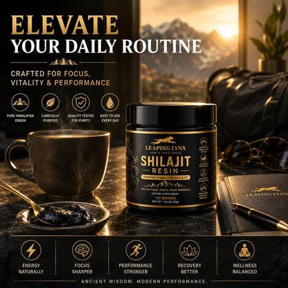 Resina Shilajit del Himalaya de 1,000 mg – 85+ oligominerales, ácido fúlvico orgánico de grado dorado | Cosechado alpino, secado al sol y purificado en laboratorio | Energía, vitalidad, apoyo inmunológico y cardiovascular | Sin OMG