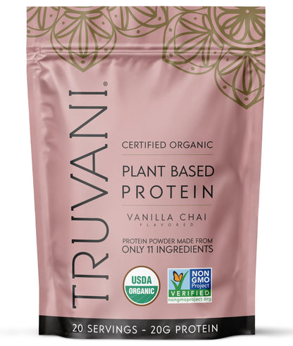 Truvani Organic Plant Based Protein Powder | Vanilla | 18 Servings | Vegan | 20g Pea Protein | Keto | Gluten & Dairy Free | Low Carb | No Added Sugar