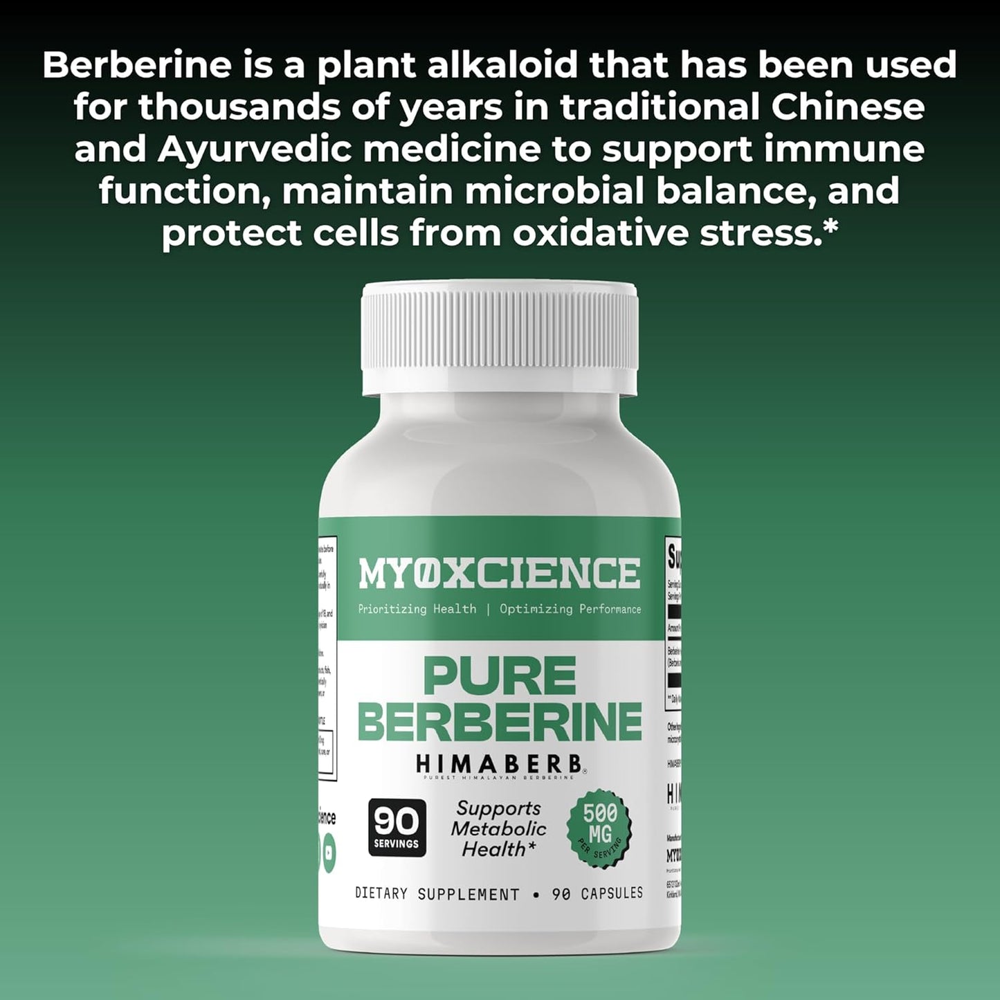MYOXCIENCE Pure Berberine Himaberb | 500 mg of Berberine HCl per Serving | 90 Servings