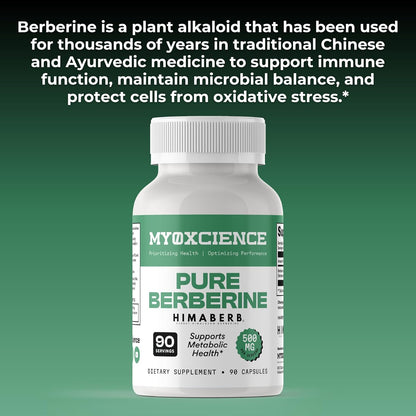 MYOXCIENCE Pure Berberine Himaberb | 500 mg of Berberine HCl per Serving | 90 Servings