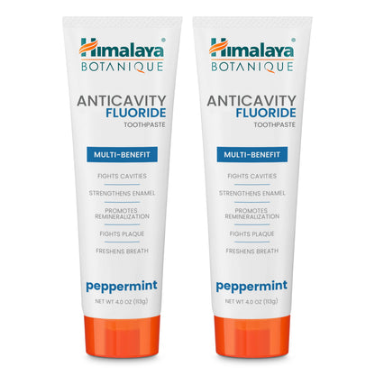 Himalaya Botanique Anticavity Fluoride Toothpaste, Fluoride with Multi-Benefit Support, Fights Cavities, Strengthens Enamel, Promotes Remineralization, Mint Flavor, 4 oz.