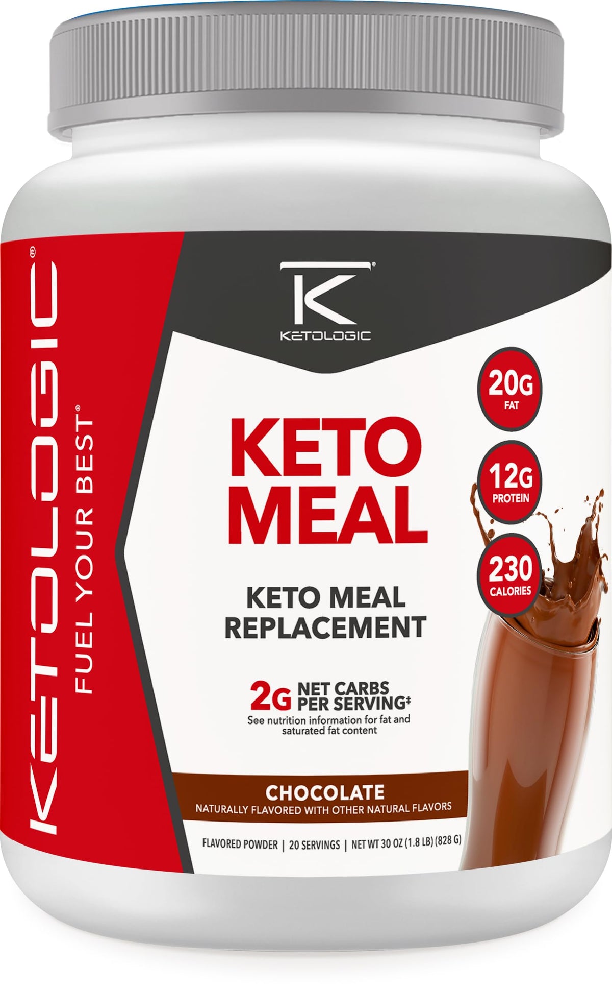 KetoLogic Keto Meal Replacement Shake Powder for Optimal Results + MCT Oil + Grass-Fed 