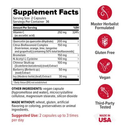 Redd Remedies, Adult Sinus Support, Respiratory and Immune Health Formula, 72 Vegan Capsules