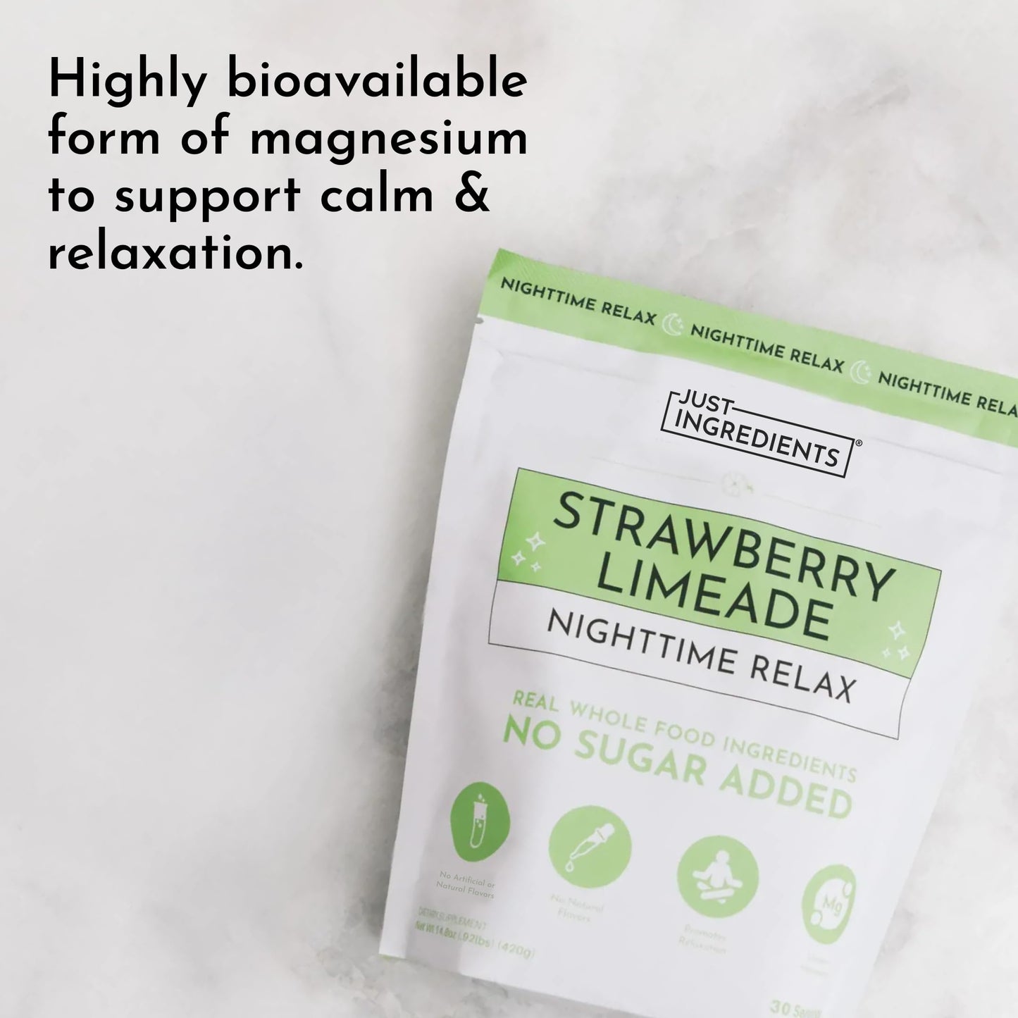JUST INGREDIENTS Strawberry Limeade Sleep Support Powder - Nighttime Relaxation Supplement - 5.4 oz