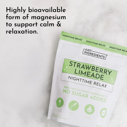JUST INGREDIENTS Strawberry Limeade Sleep Support Powder - Nighttime Relaxation Supplement - 5.4 oz