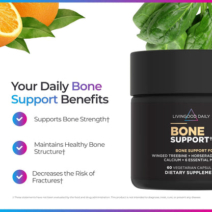 Livingood Daily Calcium Supplement for Women and Men, Bone Support with Vitamin C, Vitamin D3 K2, Magnesium, Zinc, Calcium, Vegetarian Capsules, Non GMO, Gluten Free, 60 Count