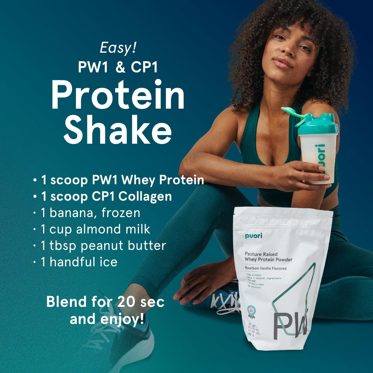 Puori Whey Protein Powder - Bourbon Vanilla - PW1 Pasture Raised, Grass-Fed & Non-GMO