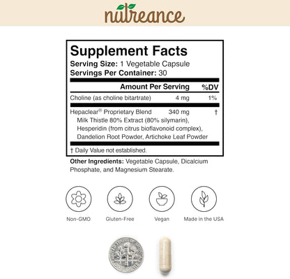 Liver Support Supplement with Hesperidin, Vegan, Gluten-Free | Promotes Healthy Liver Function, Detox, and Cleanse with Milk Thistle for Less Bloating and Better Digestion, 30-Day Supply