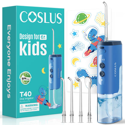 COSLUS T40 Portable Kids Water Flosser, Compact Mini Design, Ages 6+, Pink