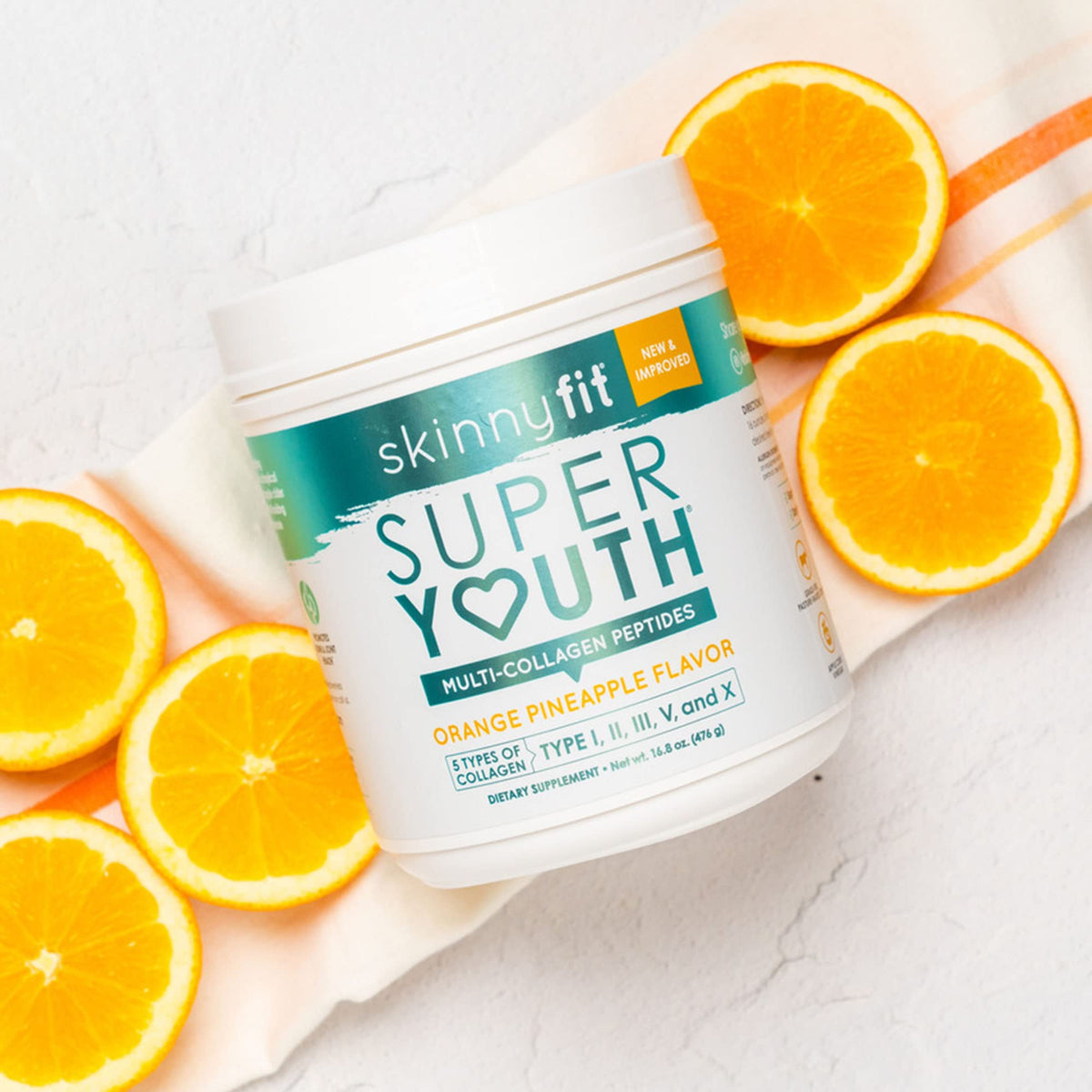 SkinnyFit Super Youth Orange Pineapple Multi-Collagen Peptides Plus Apple Cider Vinegar