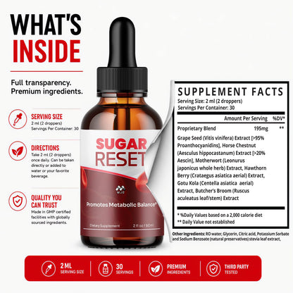 Sugar Reset Drops, SugarReset Advanced Blood Support Supplement 30 Servings