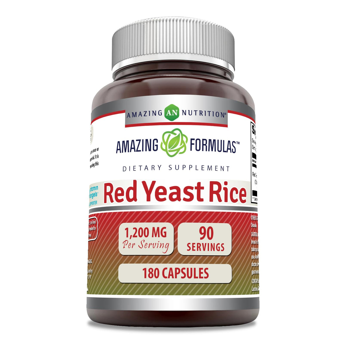 Amazing Formulas Red Yeast Rice 1200mg Per Serving Capsules Supplement | Non-GMO | Gluten Free | Made in USA (1 Pack, 120 Count)