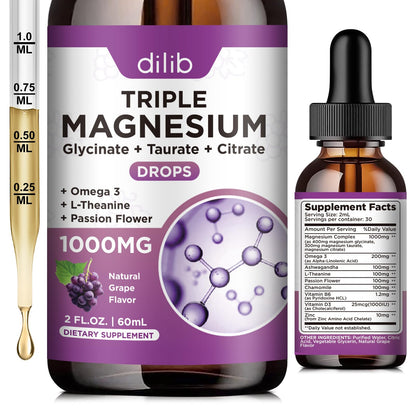 Magnesium Citrate Liquid Magnesium Drops Supplement 500mg-Support Stress Relief, Bone, Muscle, Mood, Sleep-2 Fl Oz, Vegan, Pineapple Flavor
