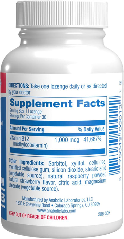 Vitamin B12 Methylcobalamin 1000 mcg - Clinical Formula Methyl B12 Sublingual 1000 mcg Tasty Lozenges for Energy Eye Nerve and Brain Support for Men and Women - 30 Count (Berry Flavor)