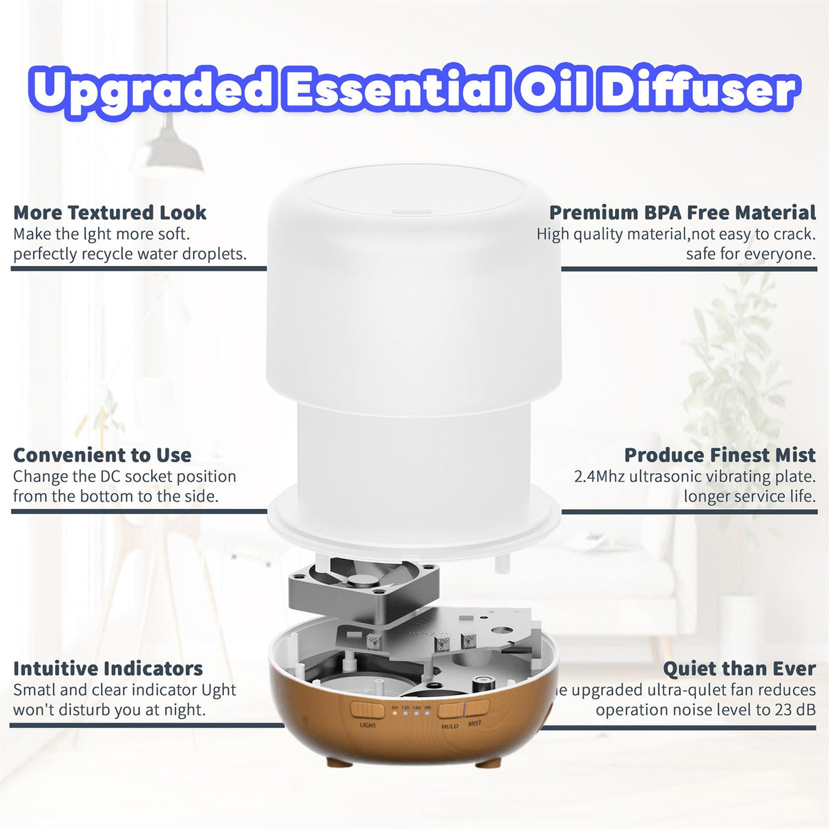 Otheya Scent Essential Oil Diffuser 2 Pack Max 200 ML Ultrasonic Cool Mist Humidifiers and Aromatherapy