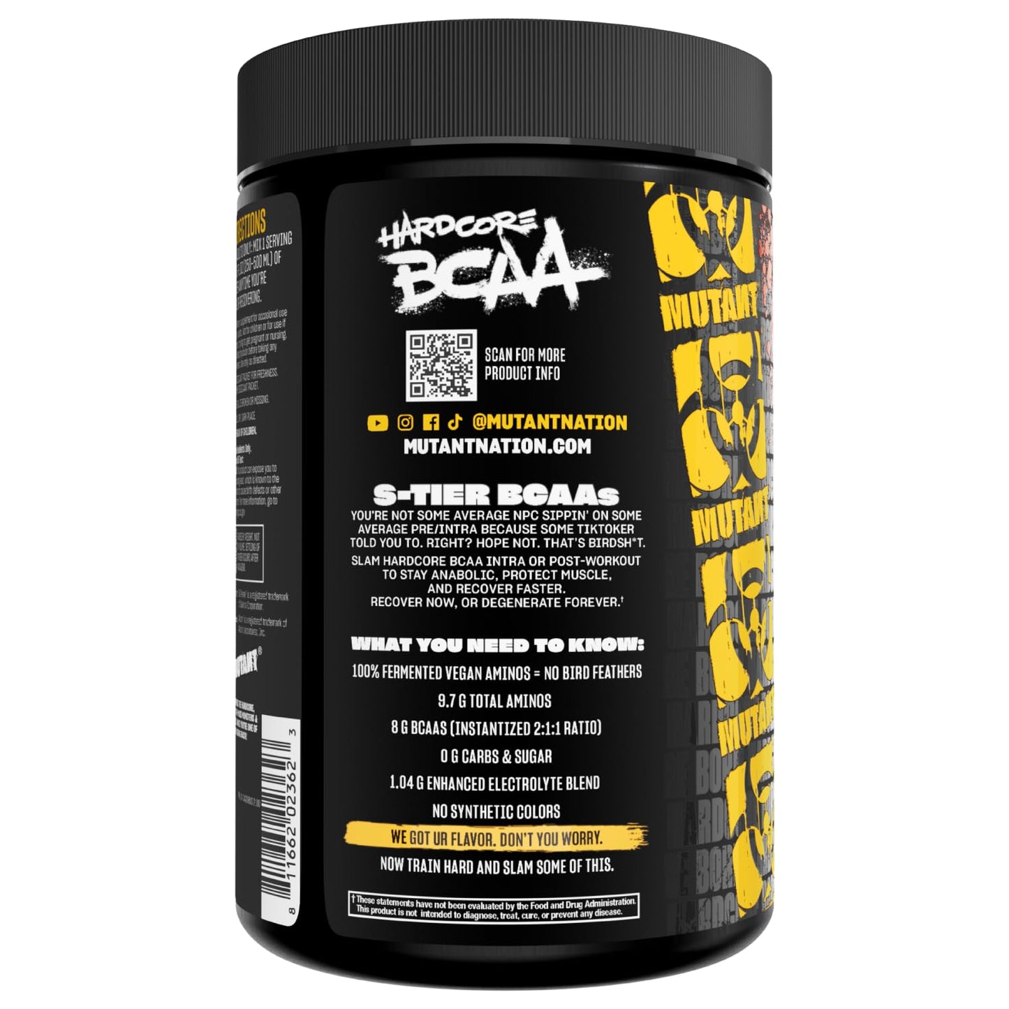Mutant Hardcore BCAA - Pre, Intra or Post Workout – BCAA Next Level branched-Chain Amino Acids Supplement – Hydration + Recovery - 30 Serving - Blue Raspberry