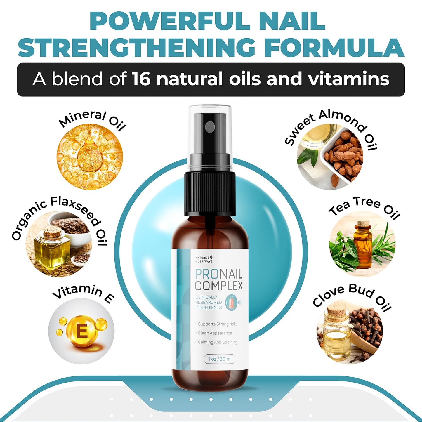Pronail Complex Spray – Botanical Nail Formula, USA Made – 1 Month Supply | Topical spray for toe & fingernails, botanical | Original extra-strength formula | Fast, no-touch application