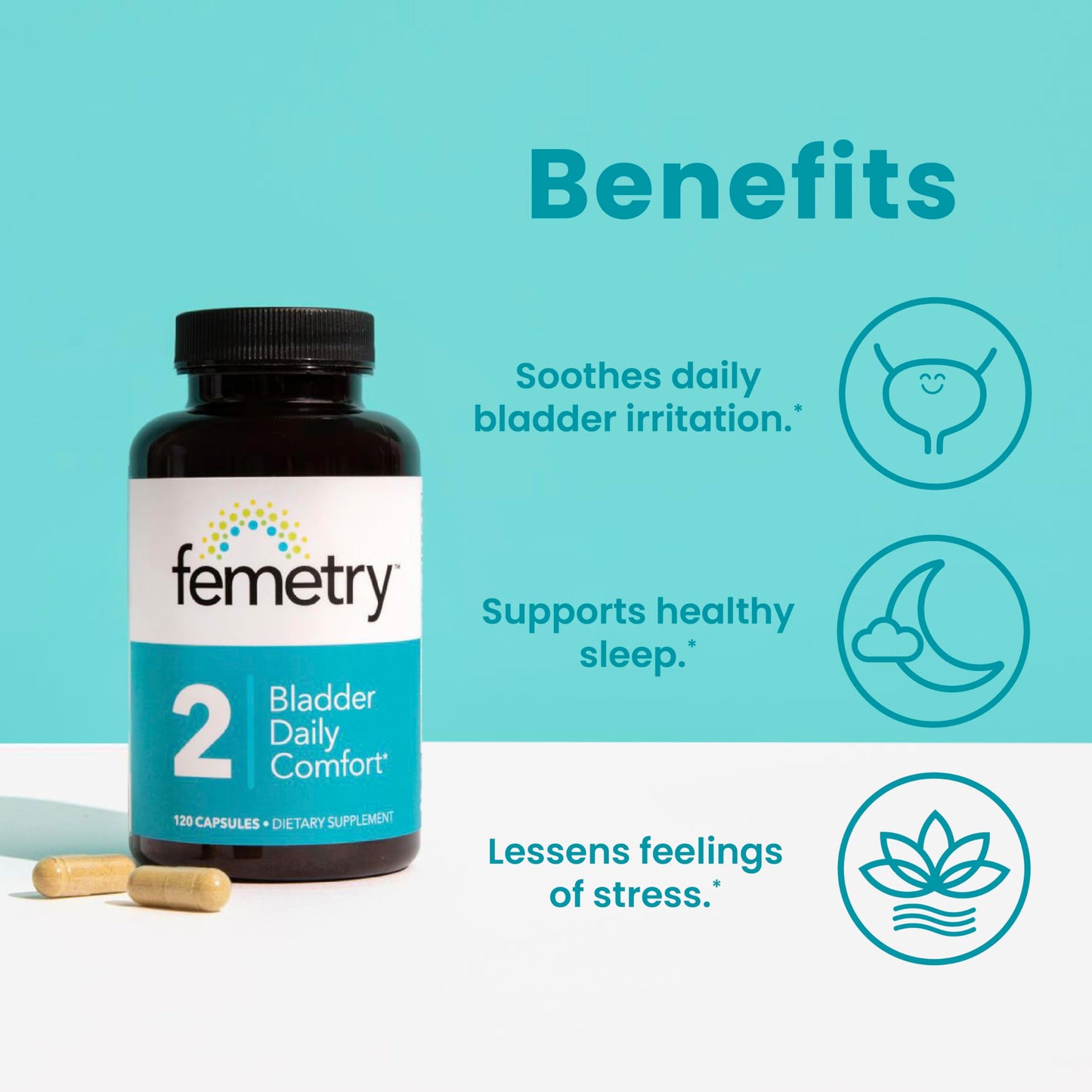 LifeSeasons Femetry Bladder Acid Control - Support for Interstitial Cystitis - Reduce Urine Acidity in The Bladder - Eases Flares Caused by Eating or Drinking Acidic Foods - 60 Tablets