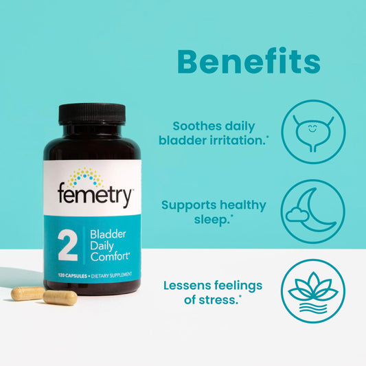 LifeSeasons Femetry Bladder Acid Control - Support for Interstitial Cystitis - Reduce Urine Acidity in The Bladder - Eases Flares Caused by Eating or Drinking Acidic Foods - 60 Tablets