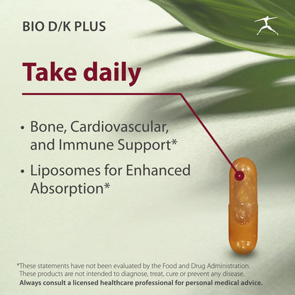 BIOSPEC NUTRITIONALS Bio D/K Plus - Vitamin D3 + K2 with 5000 IU of D3 and 200 mcg of Vitamin K2 (MK-7) in a lipsomal Base for Enhanced Absorption (60 Capsules)