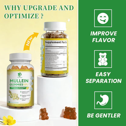 (2 Pack) Mullein Gummies for Lung Cleanse & Lymphatic Drainage* -120 Count | Extra Strength Mullein Leaf Extract w/Quercetin, Elderberry & Marshmallow for Respiratory & Immunity - for Women & Men-Vegan