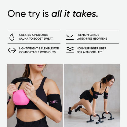 Sports Research Sweet Sweat® Arm Trimmers - Premium Sweat-Enhancing Arm Wraps for Women & Men - 3 Adjustable Sizes