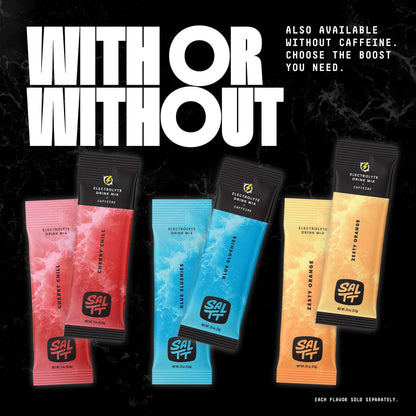 Keto Chow SALTT Electrolytes Powder Packets (Blue Slushies with 100mg Caffeine) 30 Stick Packs - Easy Dissolve, No Clumping - Essential Minerals - Hydration - Zero Sugar - Gluten Free, Vegan & Kosher