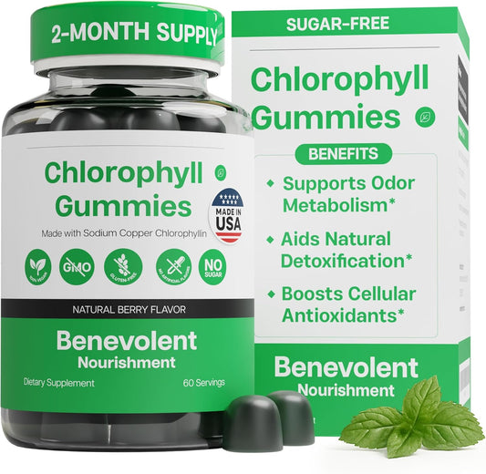 Benevolent Nourishment Chlorophyll Supplement, Detox & Immune Support, Internal Deodorizer, Gummies