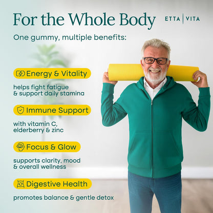 Everyday Debloat & Detox Sugar-Free Fruits and Veggies Gummies - Energy Support with Superfood Fruit and VegetableSupplement (120 Chews) Cruelty-Free, Vegan, Gluten-Free, Fruit and Vegetable Vitamin