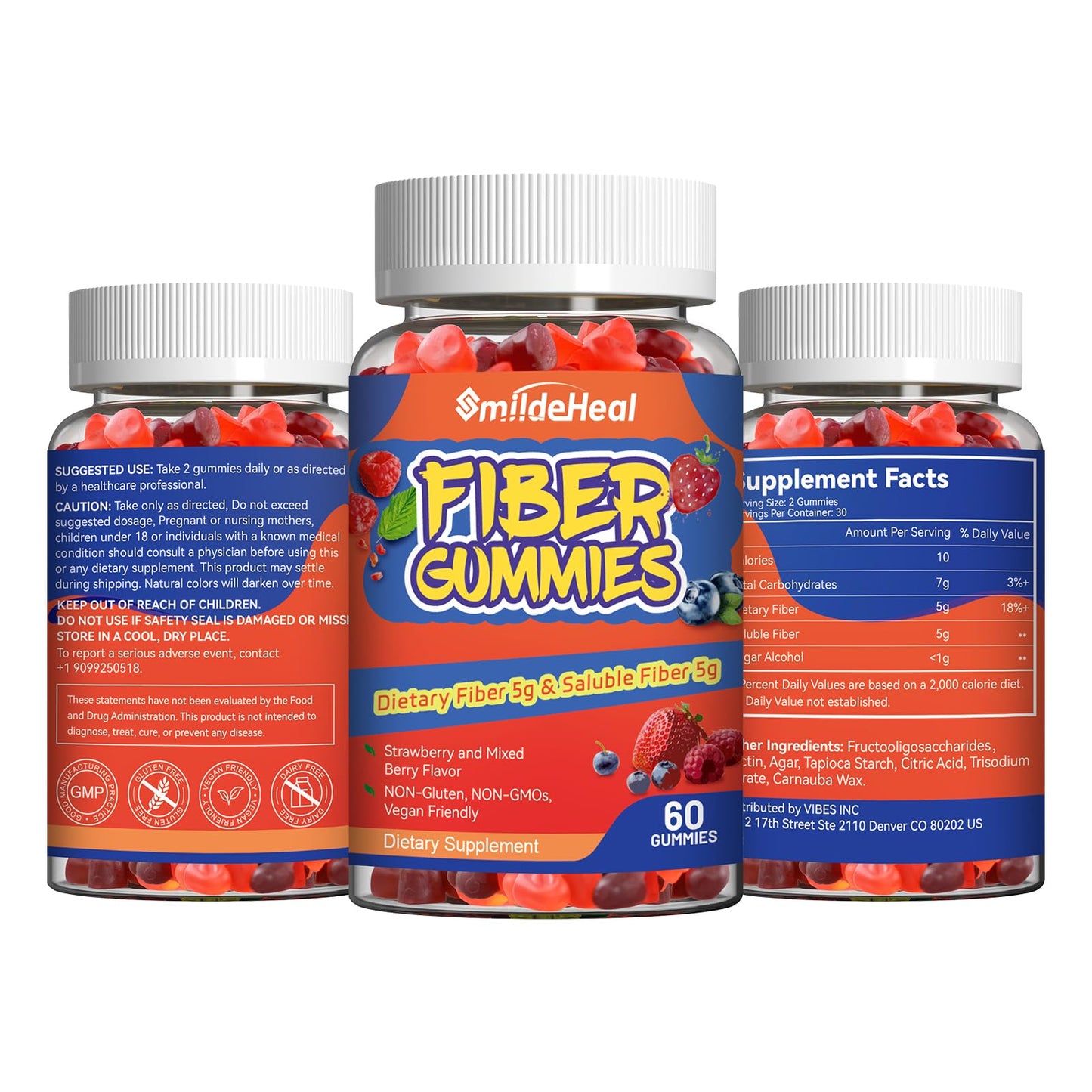 Fiber Gummies, Dietary Fiber , for Women and Men, 60 Count Gummies | Fiber Gummies, Dietary Fiber, for Women and Men, Gut Health Support,Mixed Berry and Strawberry Flavor, 60 Count Gummies