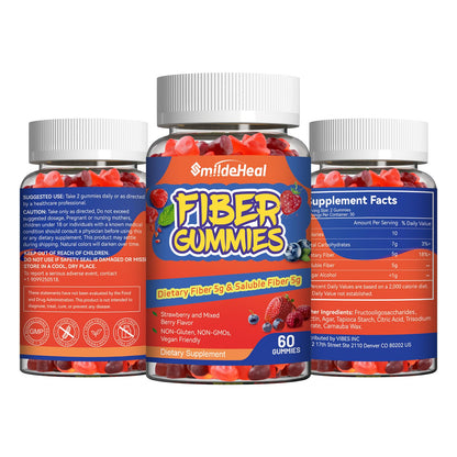 Fiber Gummies, Dietary Fiber , for Women and Men, 60 Count Gummies | Fiber Gummies, Dietary Fiber, for Women and Men, Gut Health Support,Mixed Berry and Strawberry Flavor, 60 Count Gummies